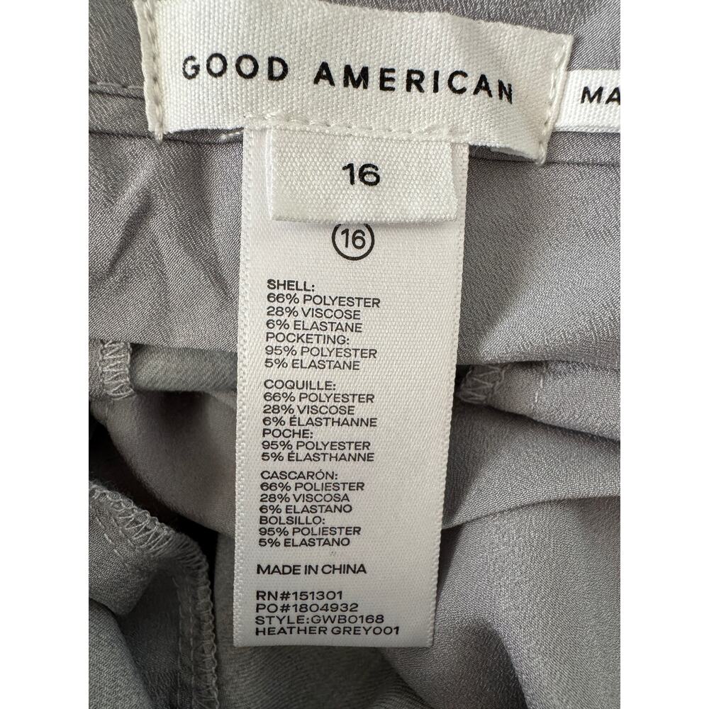 Good American Good ‘90s Pleated Wide Leg Pants Heather Grey 16 High Waist - NEW - Picture 4 of 9